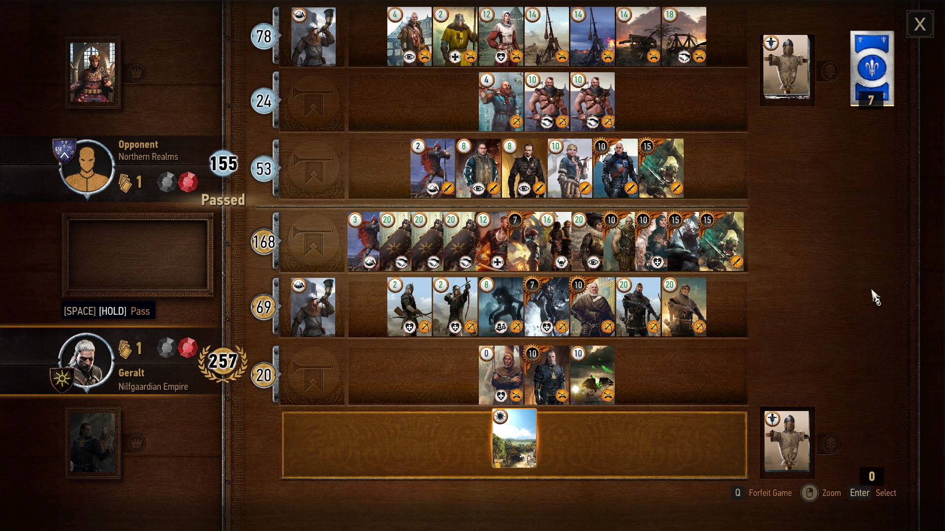 a round of Gwent within The Witcher 3
