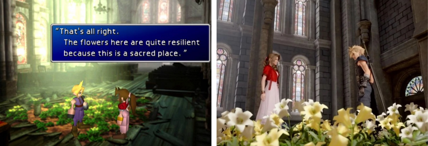 Final Fantasy VII vs. Final Fantasy VII Remake - Aerith & Cloud, Church