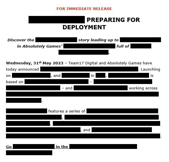 Team17 and Absolutely Games [REDACTED] press release