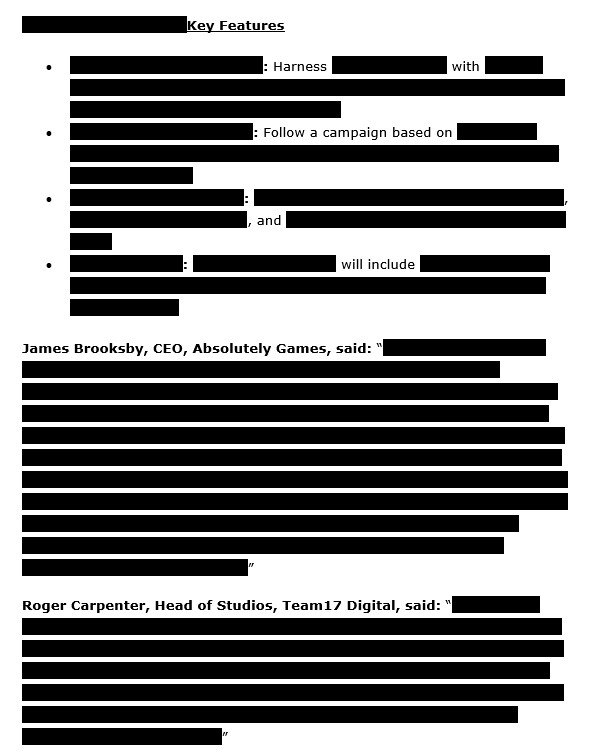 Team17 and Absolutely Games [REDACTED] press release