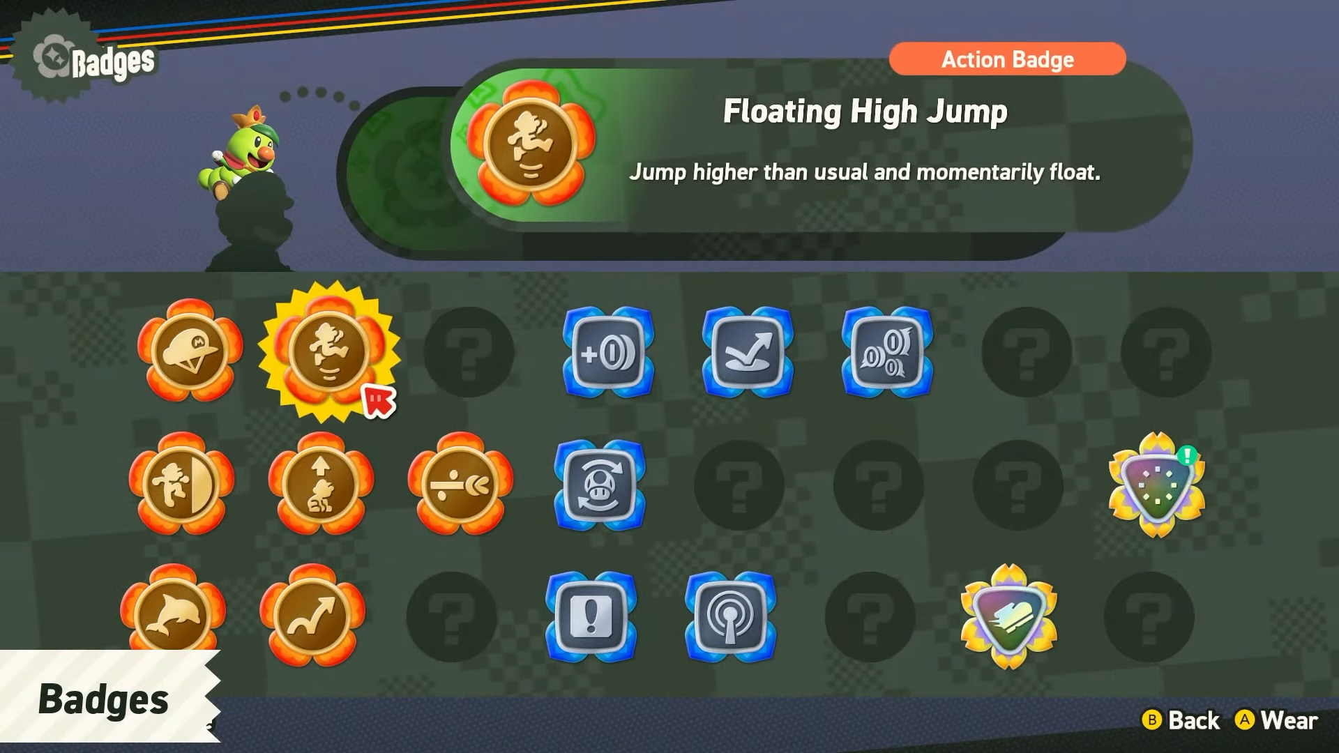 Super Mario Bros. Wonder Direct Floating High Jump Action Badge gameplay screenshot