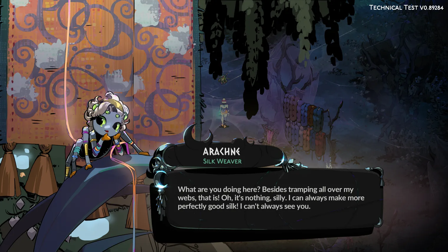 In-game art for Arachne, a new Hades II character