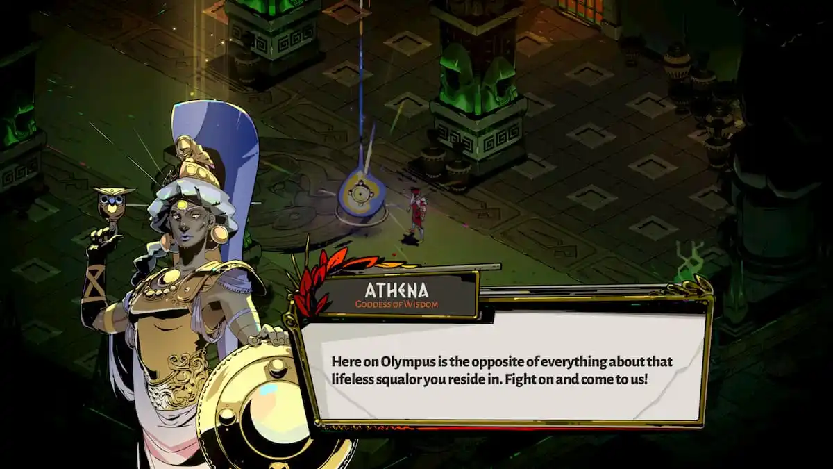 In-game art for Athena in Hades I
