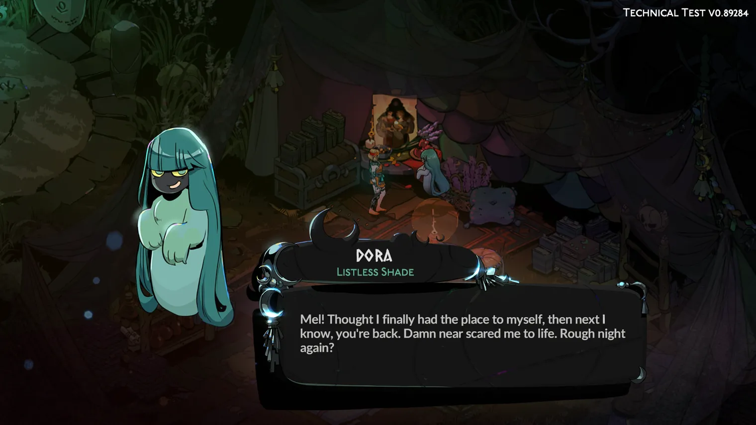 In-game art for Dora, a new Hades II character