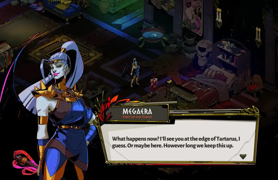 In-game art for Megaera in Hades I