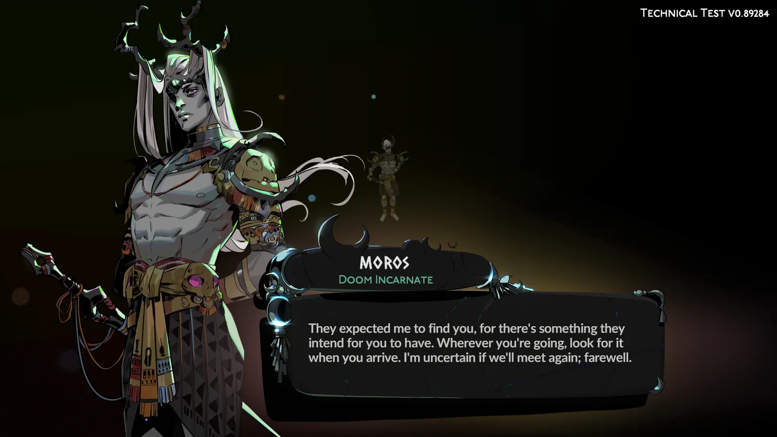 In-game art for Moros, a new Hades II character