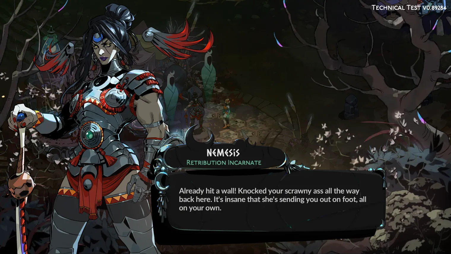 In-game art for Nemesis, a new Hades II character