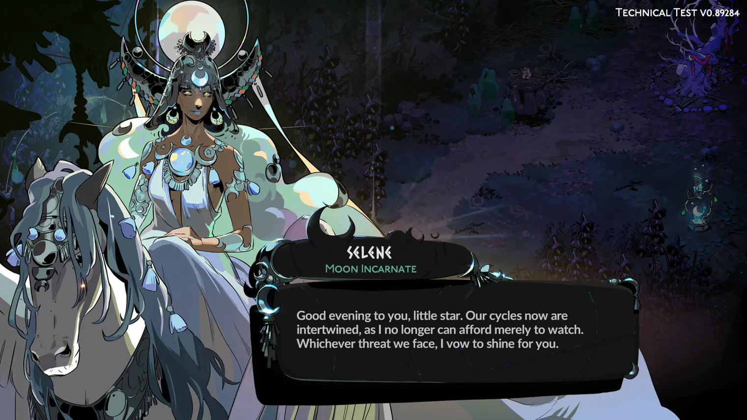 In-game art for Selene, a new Hades II character