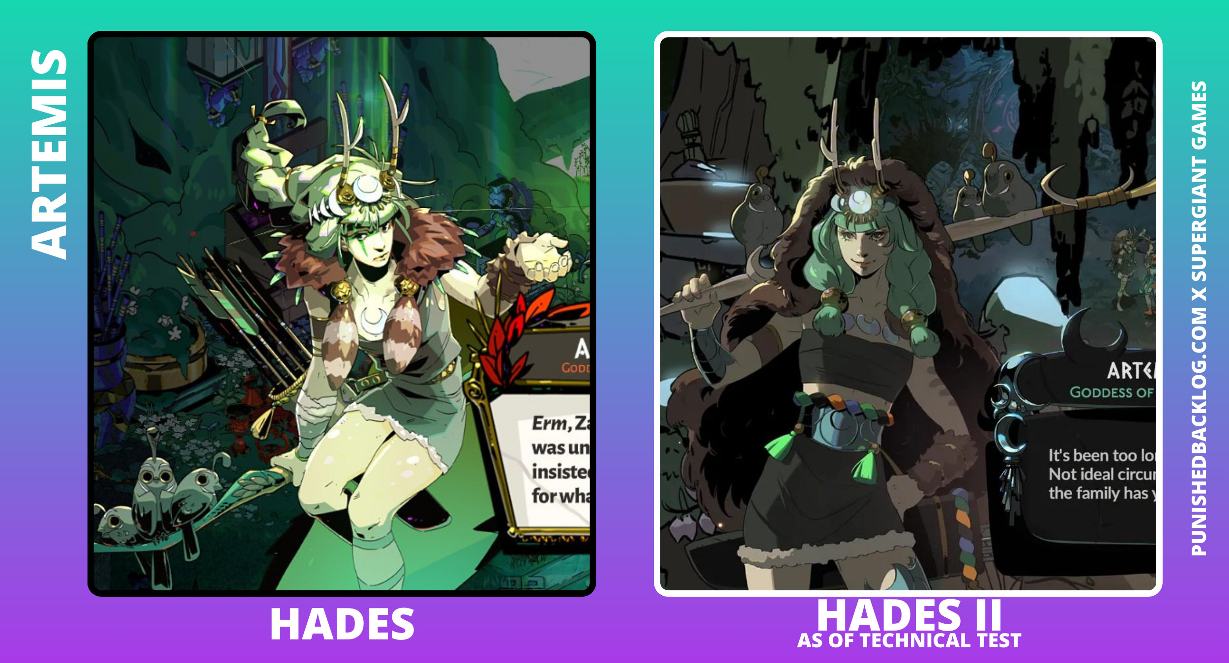 Artemis, Hades I Character Art compared to Artemis, Hades II Character Art