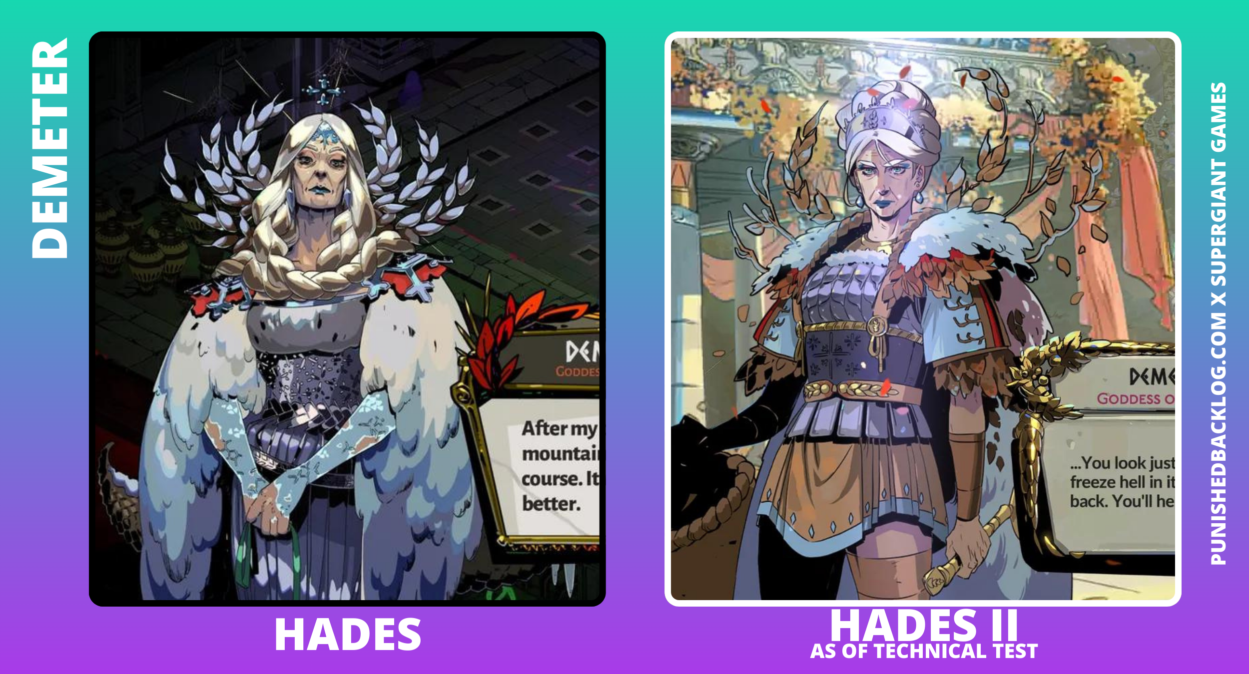 Demeter, Hades I Character Art compared to Demeter, Hades II Character Art