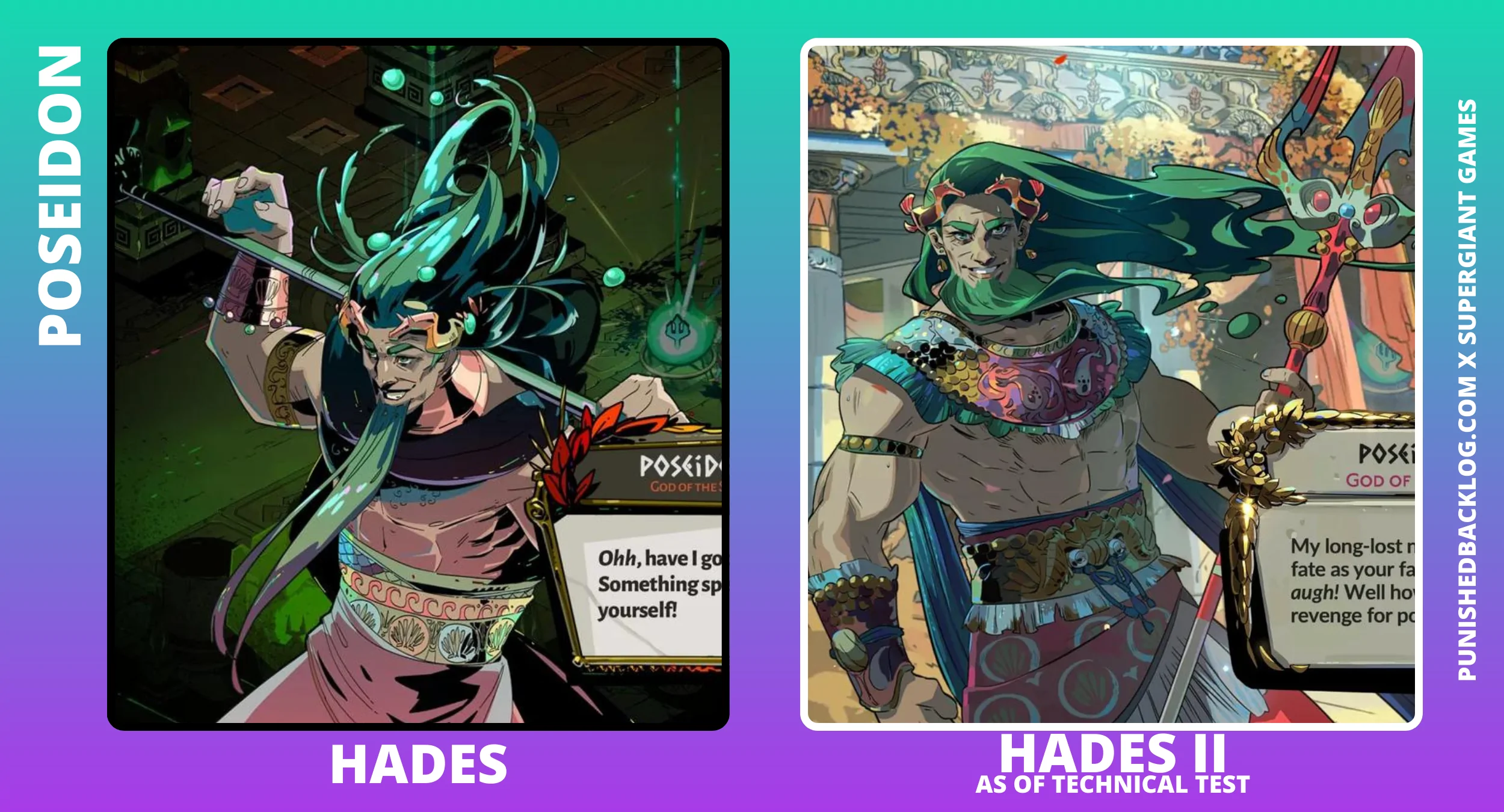 Poseidon, Hades I Character Art compared to Poseidon, Hades II Character Art