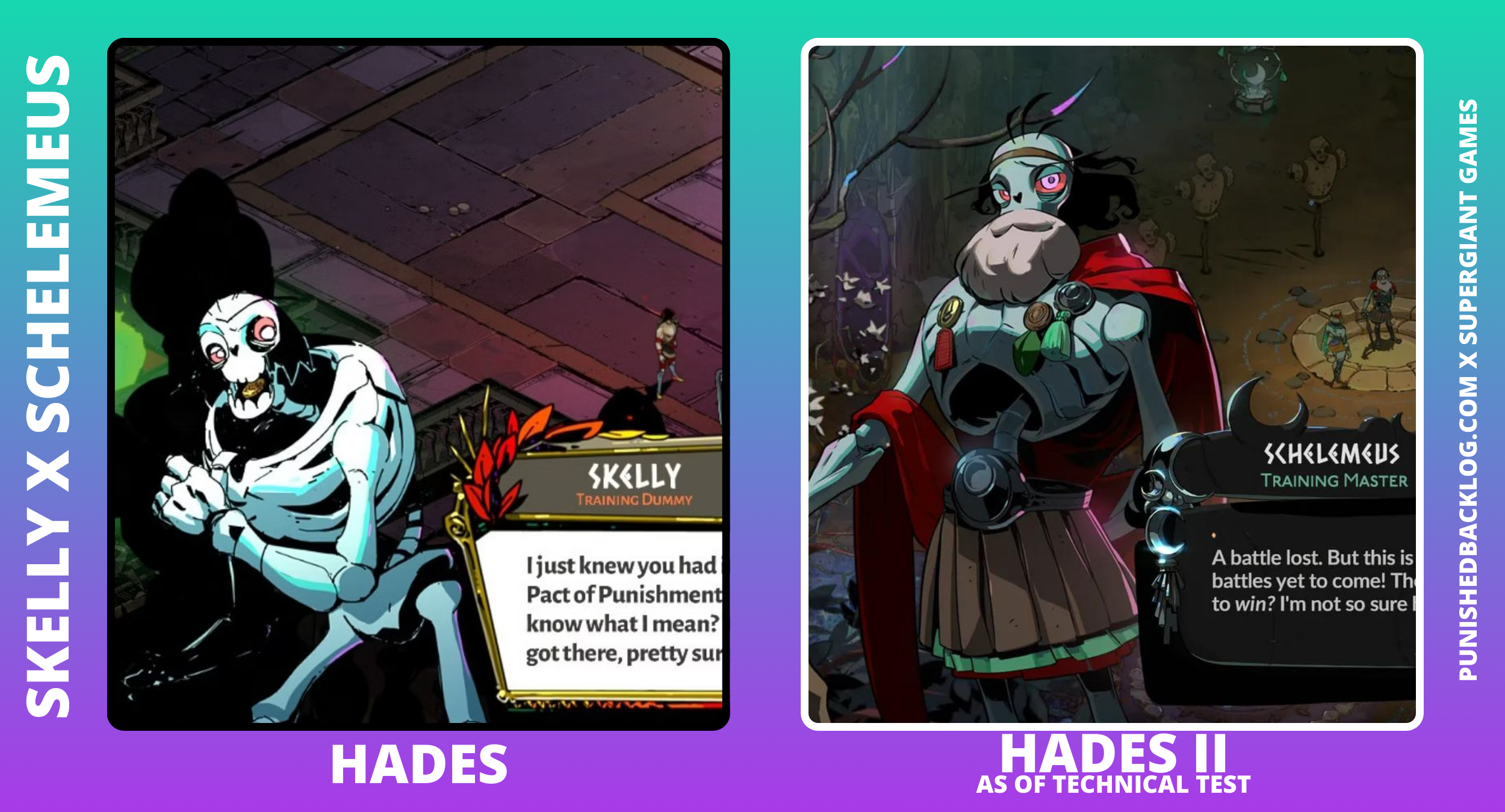 Skelly, Hades I Character Art compared to Schelemeus, Hades II Character Art