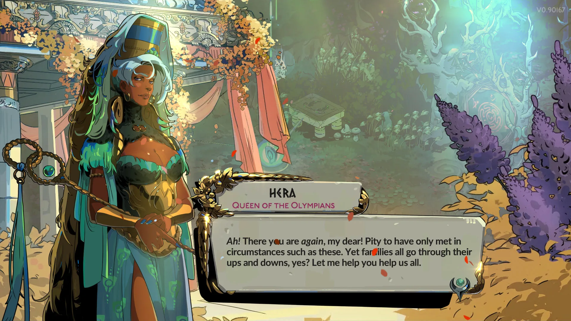 In-game art for Hera, a new Hades II character