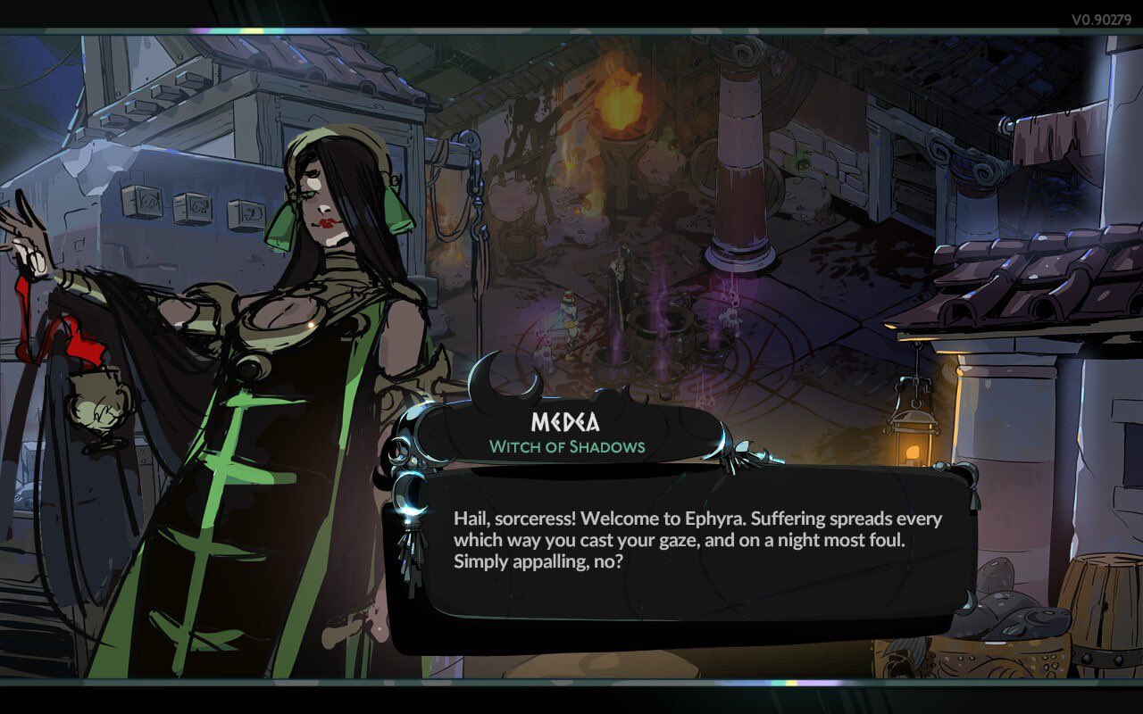 In-game art for Medea, a new Hades II character