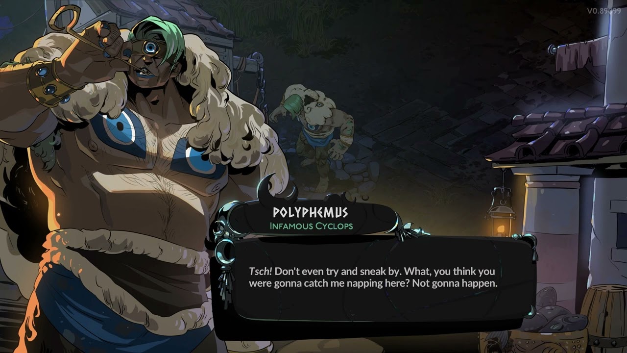 In-game art for Polyphemus, a new Hades II character