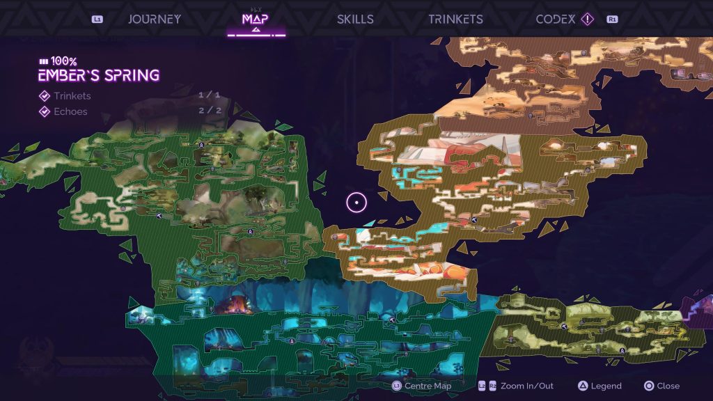 Map screen - Ember's Spring (100%) - Tales of Kenzera: ZAU