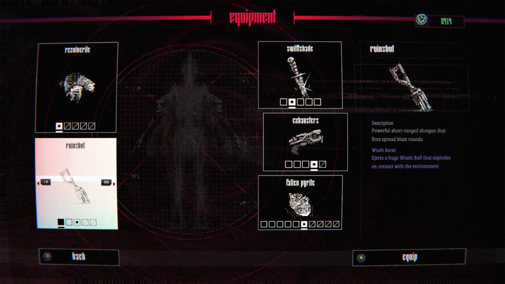 Kill Knight equipment screen
