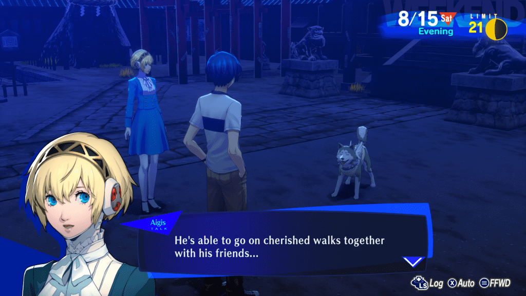 Persona 3 Reload - conversation with Aigis and Koromaru