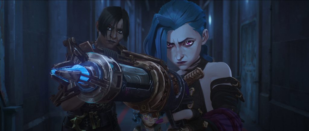 Arcane season two Jinx holding a Hextech gun