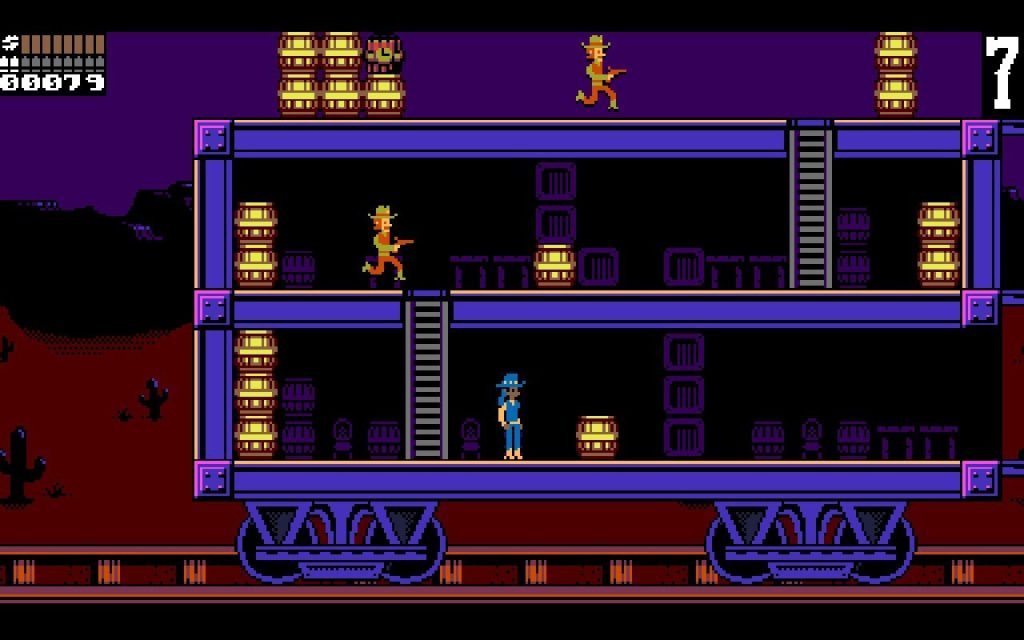 gameplay screenshot of Rail Heist from UFO 50