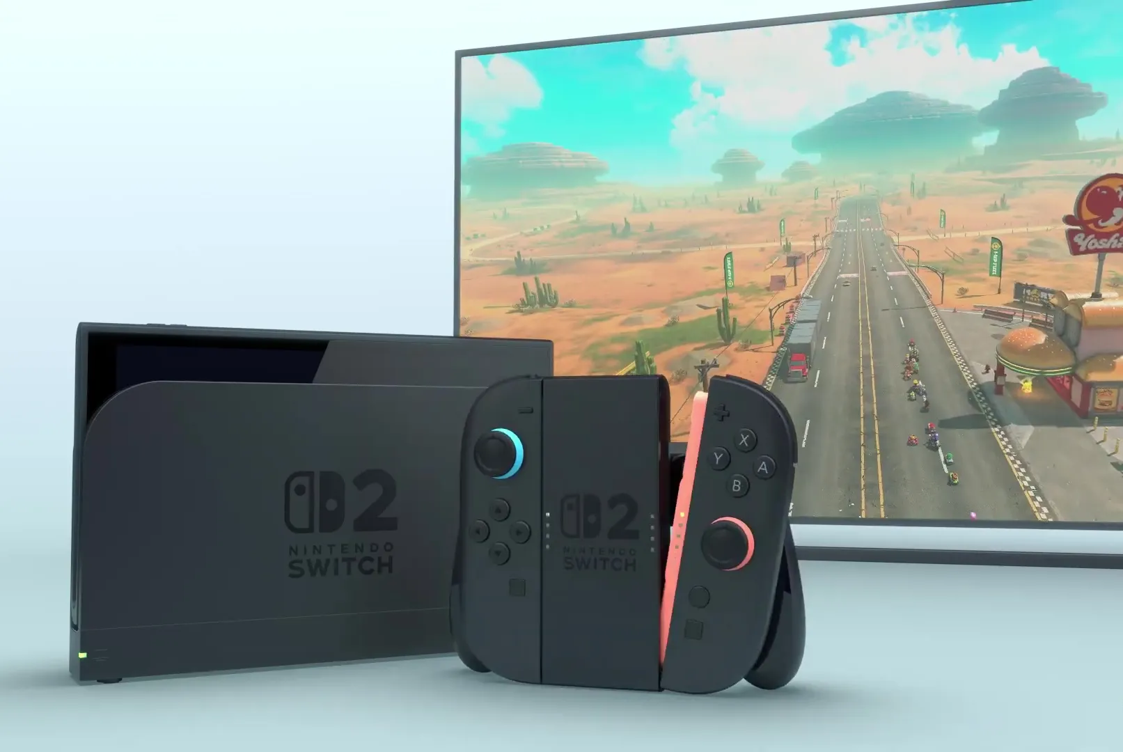 Screenshot of the Nintendo Switch 2 and a new Mario Kart game