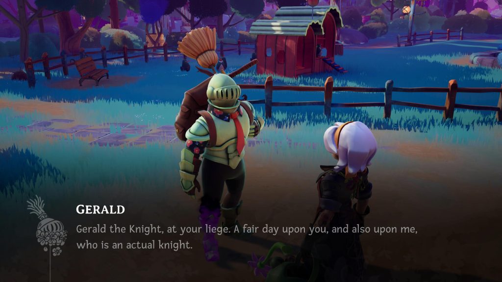 Alta talking to Gerald the Knight in Wanderstop