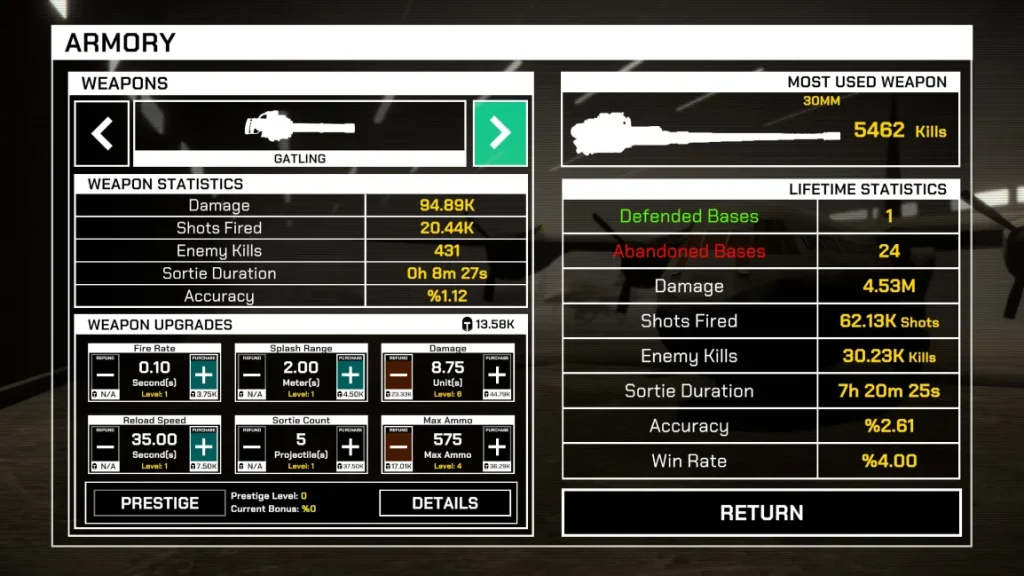 Metal Thunder Early Access Review - Armory Screen