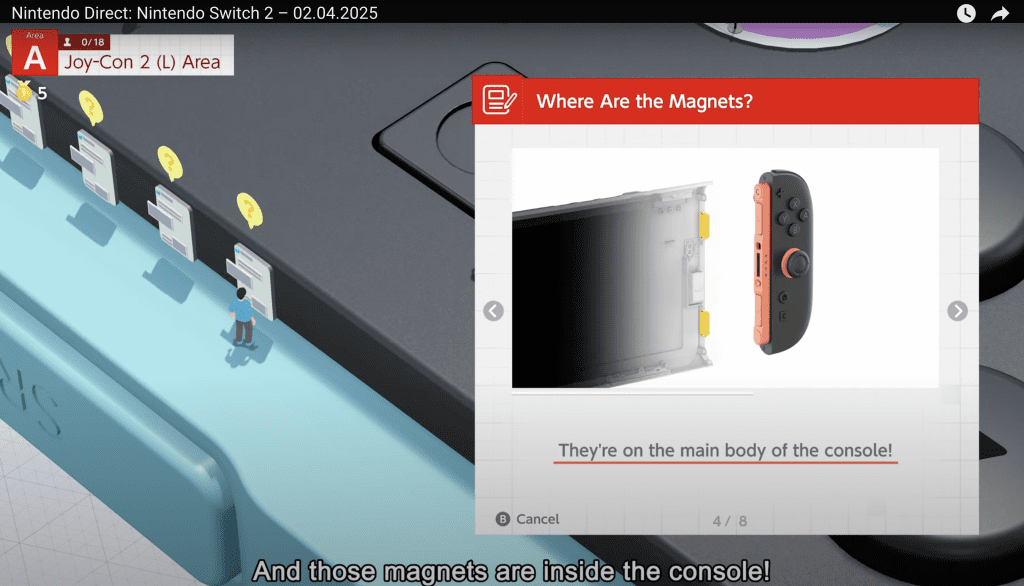 Nintendo Switch 2 Direct recap - graphic showing how the Switch 2 magnets work
