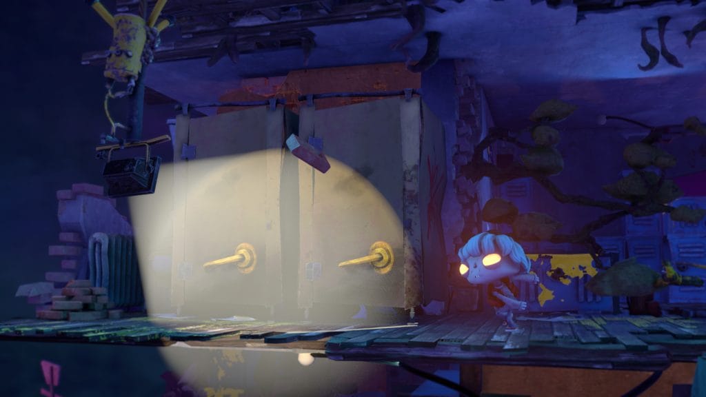 Gloomy Eyes Review showing a monster walking on a bridge 