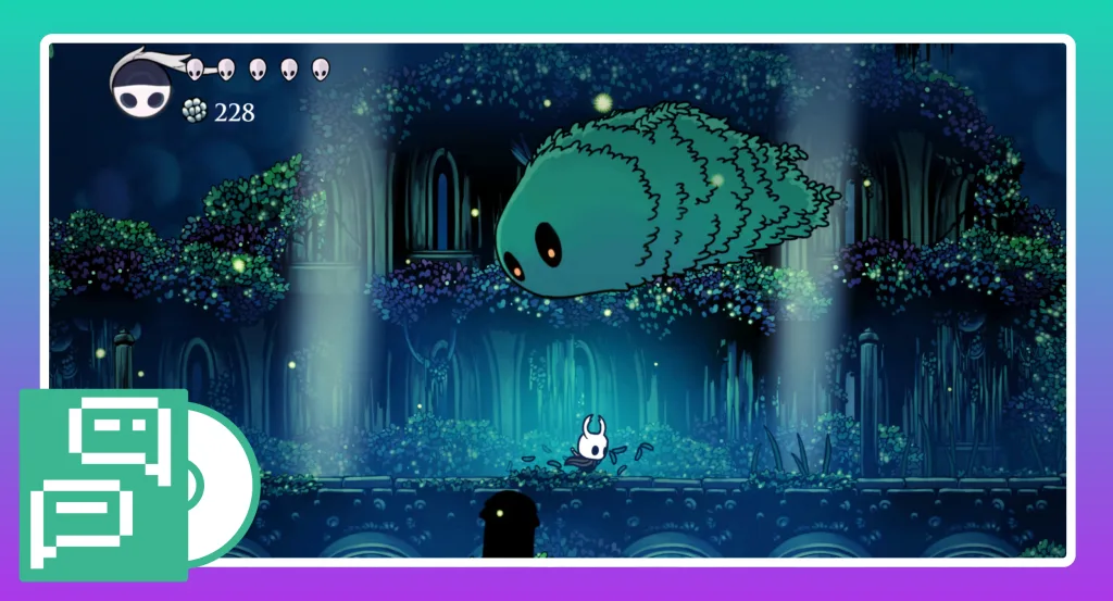 The first Hollow Knight game with the Knight beneath a Moss Charger