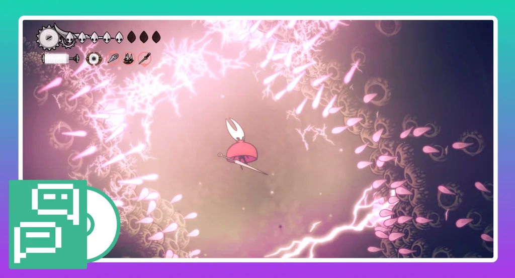 Hornet floating in the Volt from Hollow Knight Silksong