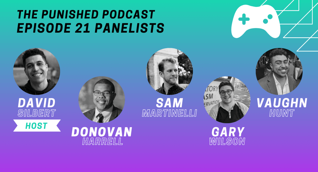 A graphic showing the five video game podcast panelists who speak in today's episode.