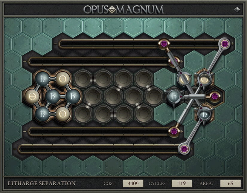 A gif showing the moving puzzle piece elements of the video game Opus Magnum