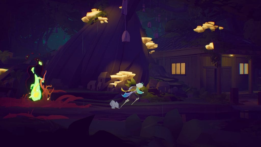 Possessor(s) Review - screenshot of Luca running through a dimly lit forest