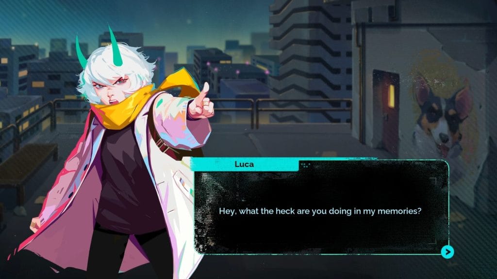 Possessor(s) Review - dialogue screen of protagonist Luca during a cutscene