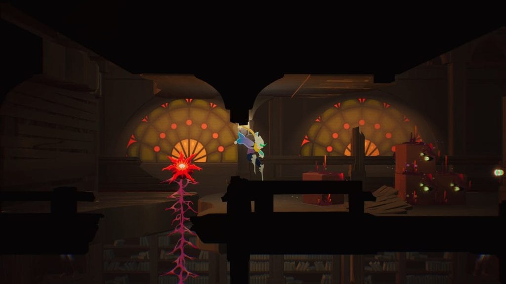 Possessor(s) Review - screenshot of Luca navigating a tight, attic-like environment