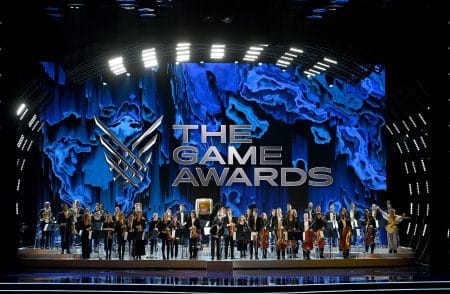 Photo of the orchestra at the Game Awards standing for applause after a performance