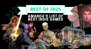 A list of the best indie video games of 2025, as featured in a graphic with characters from Clair Obscur: Expedition 33, Dispatch, Citizen Sleeper 2, Tiny Bookshop, and Blue Prince