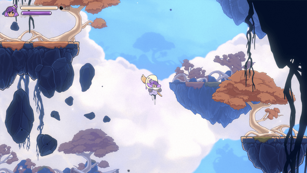 Constance Review - screenshot of Constance falling from a cloudy sky