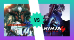 A graphic showing a comparison between Devil May Cry 4 and Ninja Gaiden 4, two stylish action games.
