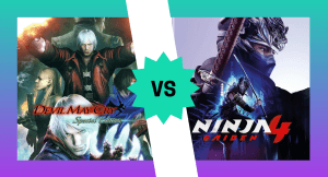 A graphic showing a comparison between Devil May Cry 4 and Ninja Gaiden 4, two stylish action games.