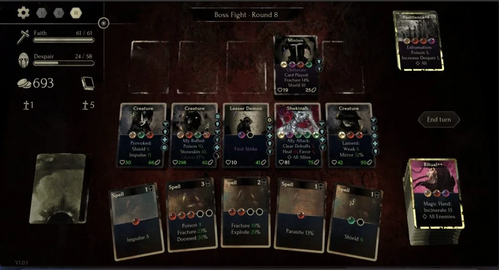 Faith in Despair Review - gameplay screenshot of a blessing being activated