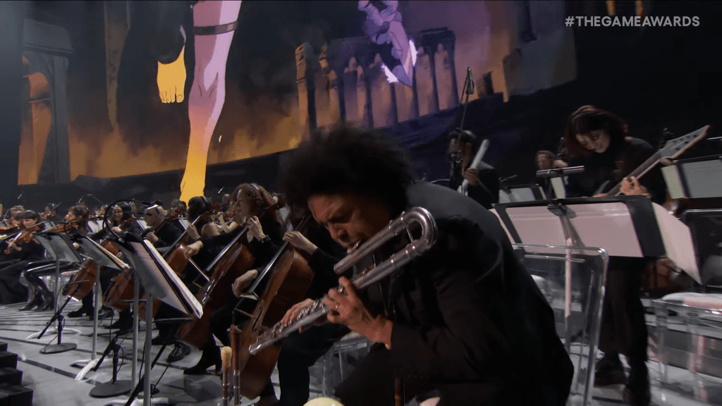The Game Awards 2025 Orchestra - Pedro Eustache ("Flute Guy") playing  a long, silver flute
