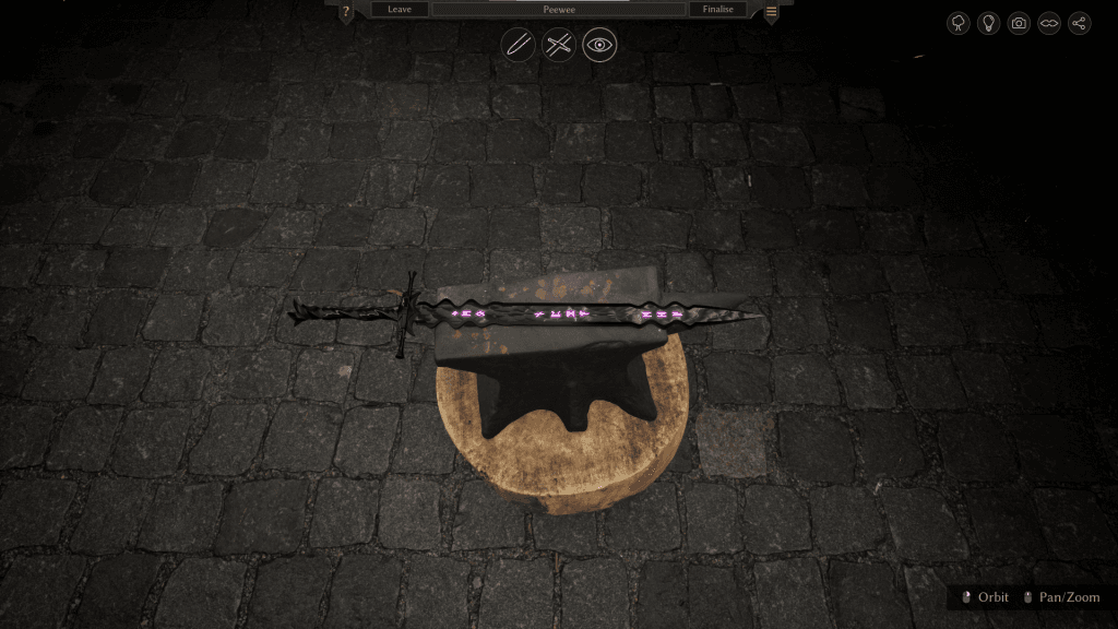 Bladesong Review (Early Access) - screenshot of the in-game sword-making mechanic