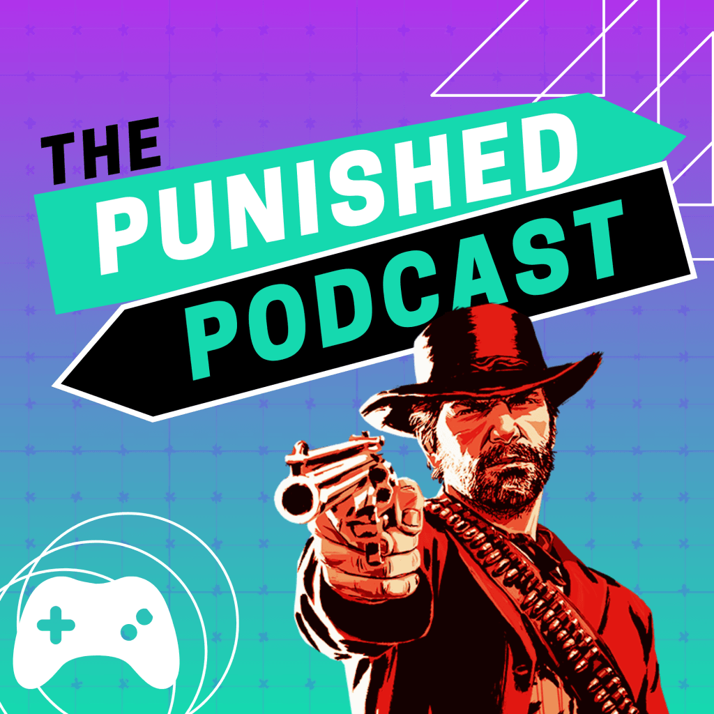 A graphic showing The Punished Podcast logo, a video game podcast, with an image of Arthur Morgan from Red Dead Redemption 2.