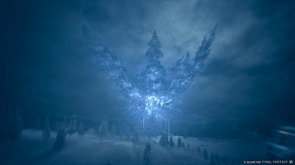 Screenshot of an aerial rock formation from the Final Fantasy XIV: Evercold expansion