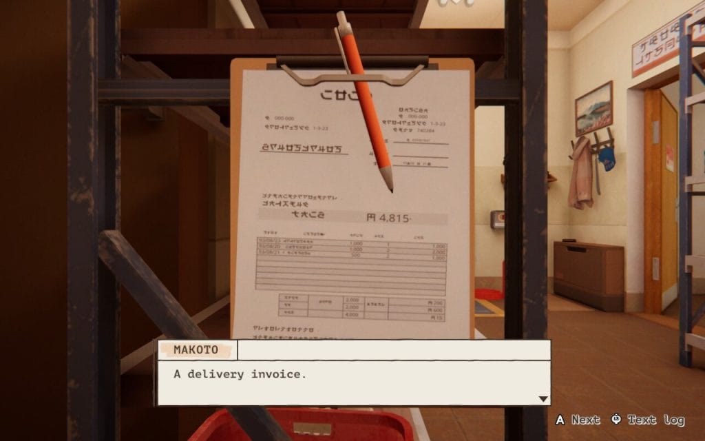 A screenshot from inKONBINI- One Store. Many Stories in a review about the game, showing a delivery invoice.