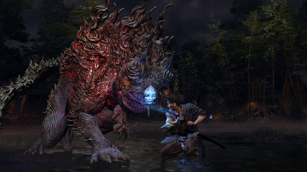 Onimusha: Way of the Sword Demo Impressions - Miyamoto Musashi guarding against an enemy demon