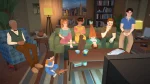 A screenshot of Paralives, featured in a Paralives Early Access Review/Preview, shows a group of characters sitting on a couch watching TV together.