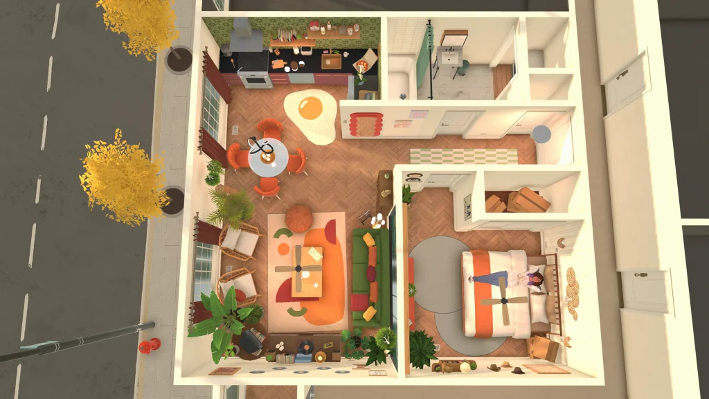 A screenshot of Paralives, featured in a Paralives Early Access Review/Preview, shows a Para at work shows the Build Mode and a top-down view of a house. 